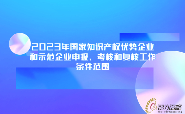 2023年國家知識產(chǎn)權優(yōu)勢企業(yè)和示范企業(yè)申報、考核和復核工作條件范圍